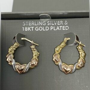 Jordan Gold and Silver Heart Hoop Earrings